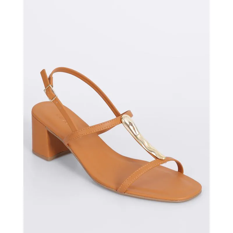 Sandália Feminina Napa Renata Mello Salto Quadrado Marrom 35