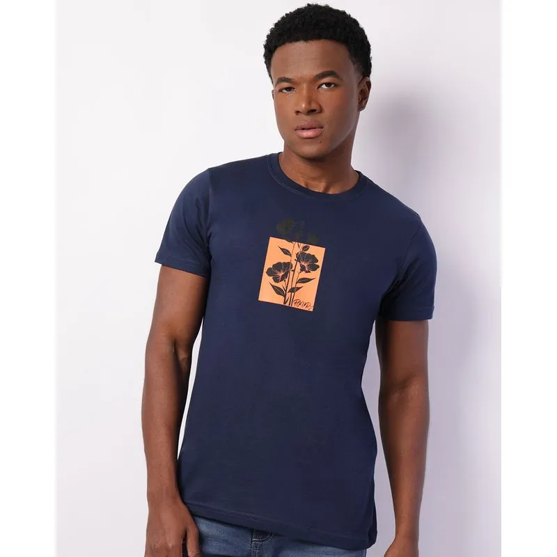 Camiseta Masculina com Estampa Manga Curta Marinho M