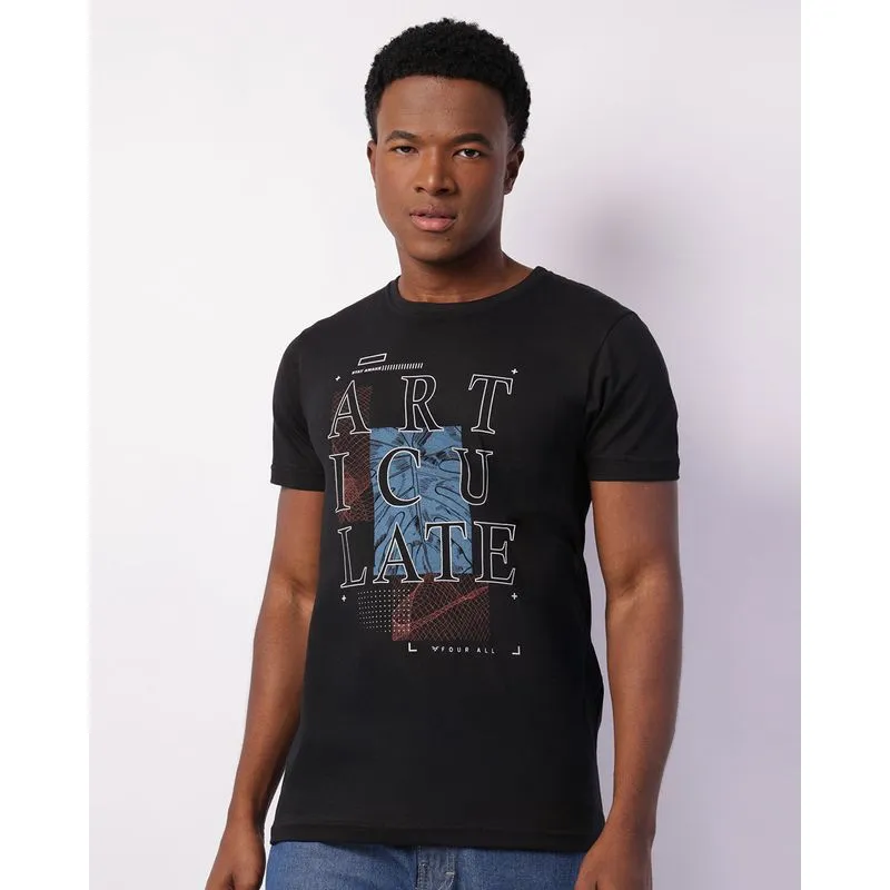 Camiseta Masculina Manga Curta com Estampa Preta P