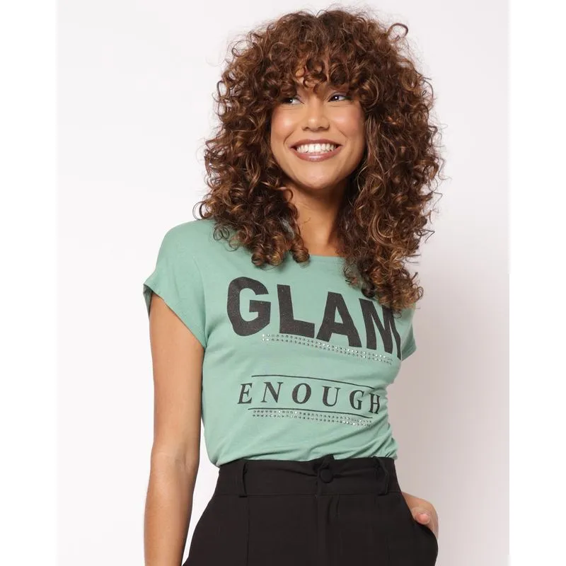 Blusa Feminina Estampada Manga Curta Verde PP