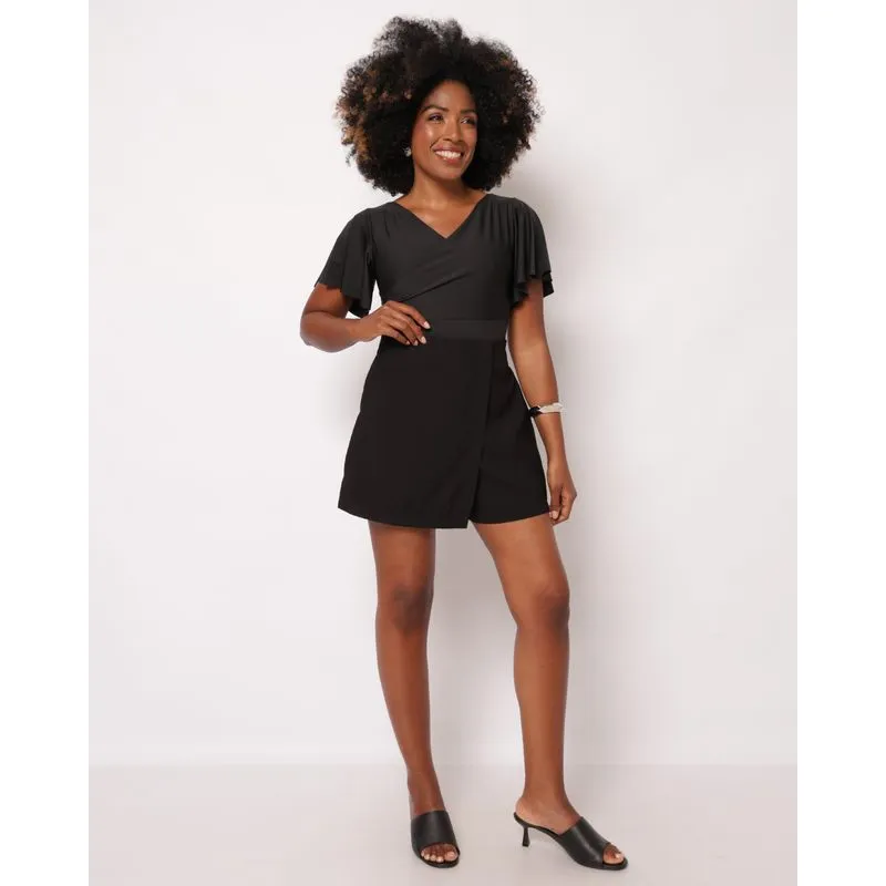 Short Saia Feminino Alfaiataria Preto GG