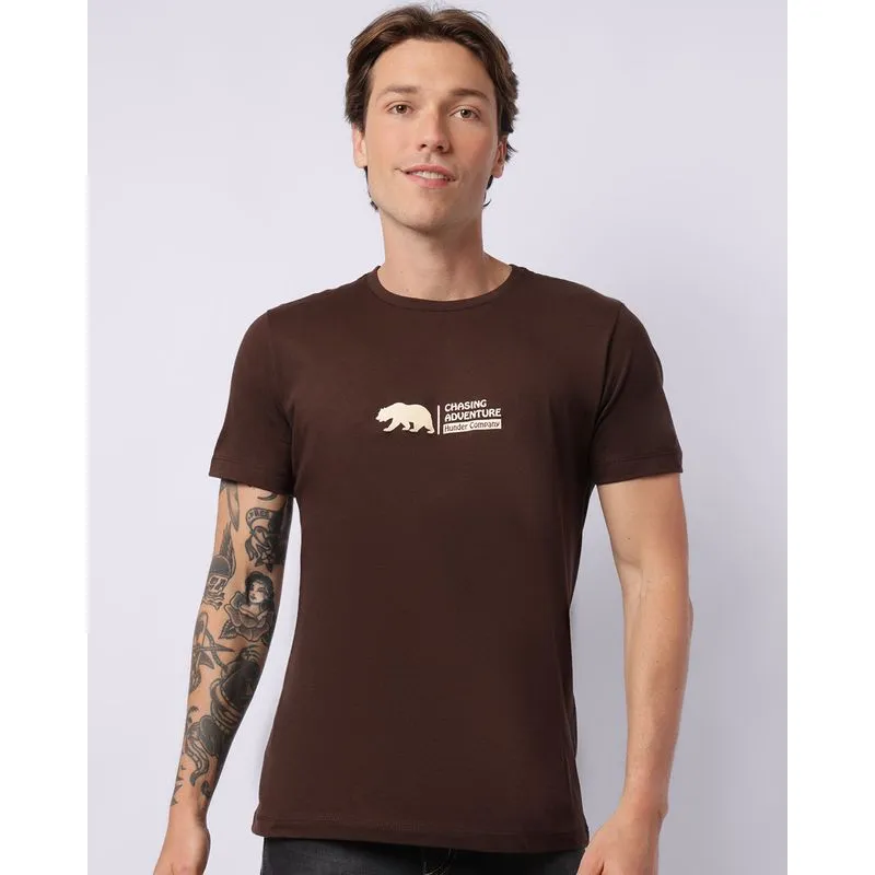 Camiseta Masculina Algodão com Estampa Urso Marrom G