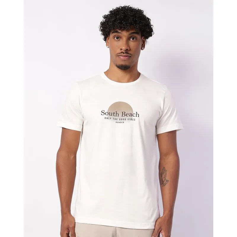Camiseta Masculina Algodão com Estampa Manga Curta Off White M