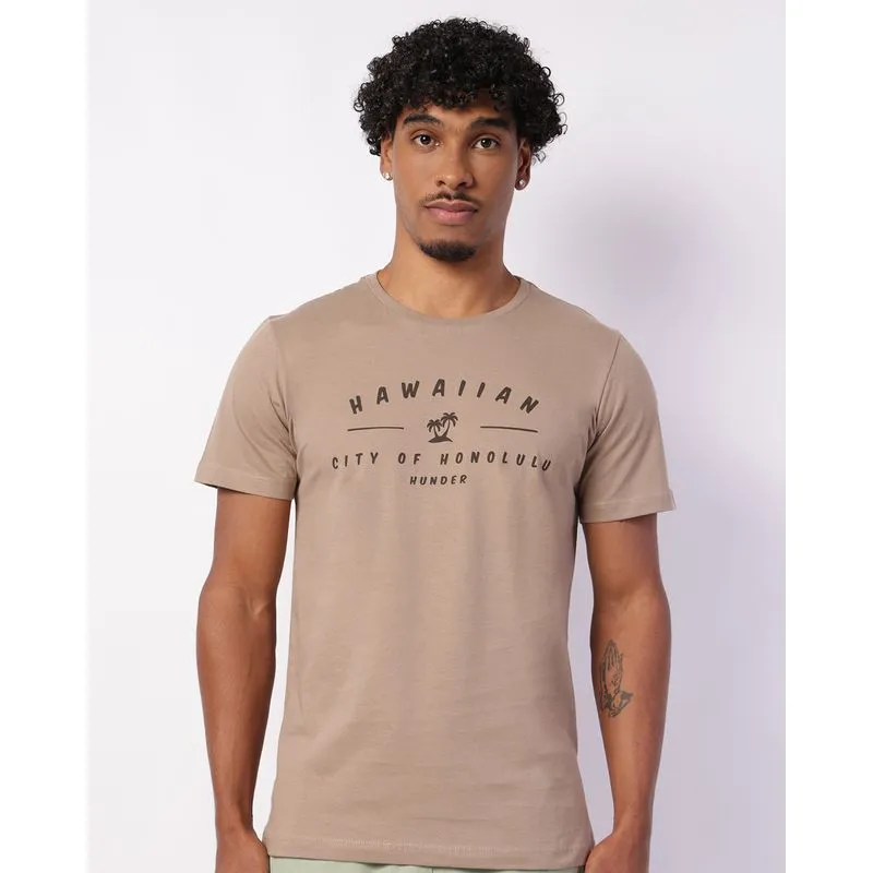 Camiseta Masculina Algodão com Estampa Marrom M