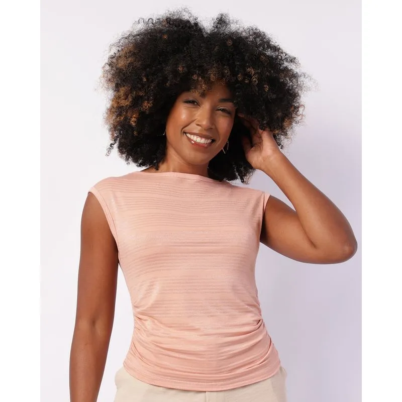 Regata Feminina Franzido Lateral Fio Lurex Rosa M