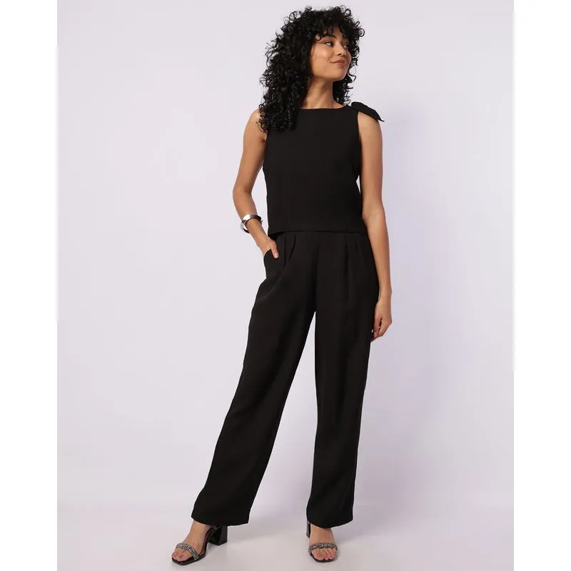 Calça Feminina Pantalona Viscose com Pregas Preta GG