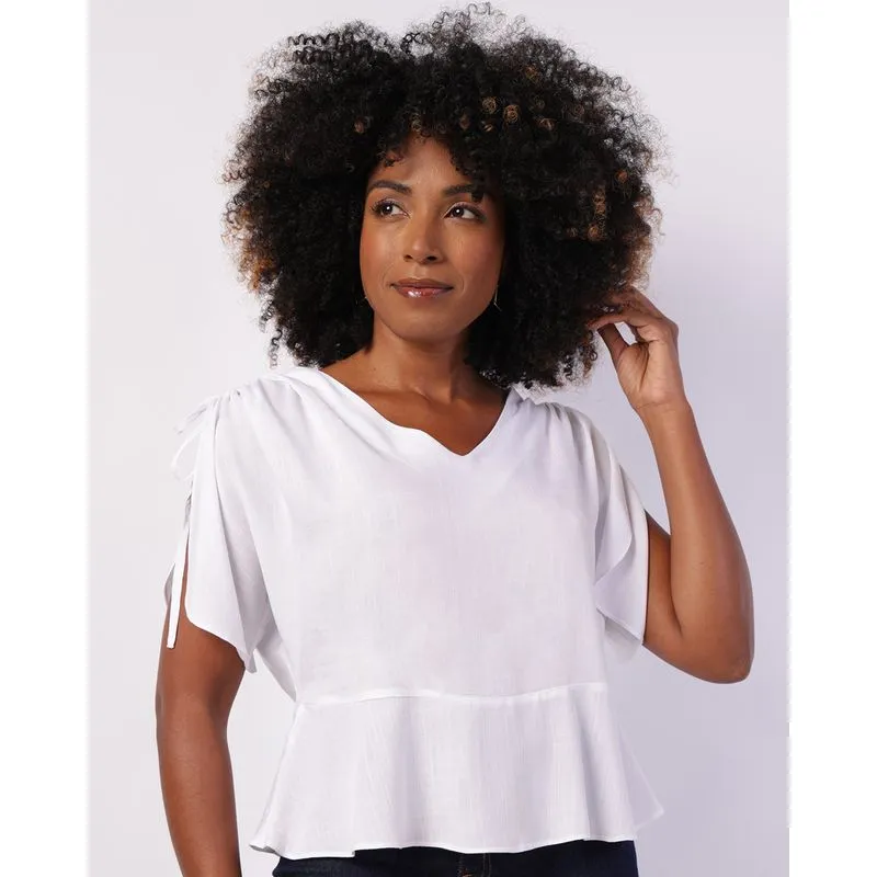 Blusa Feminina Viscose Manga com Colissê Branca M
