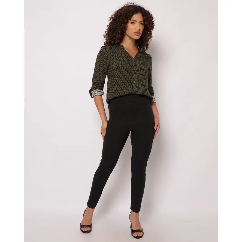 Calça Feminina Skinny com Frizo Cós Largo Preta G