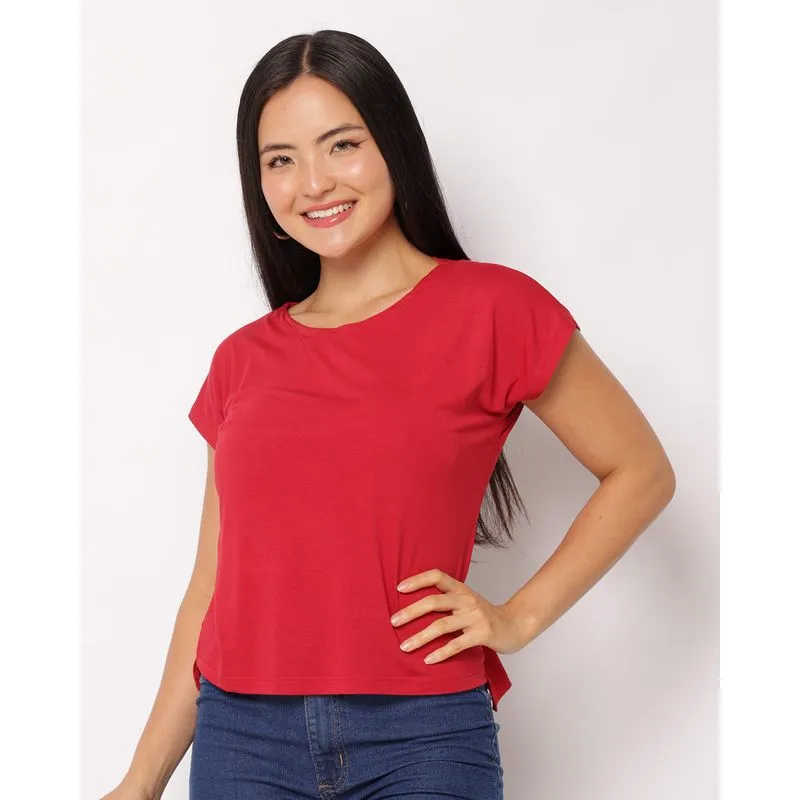 Blusa Feminina Manga Curta Básica Vermelha P