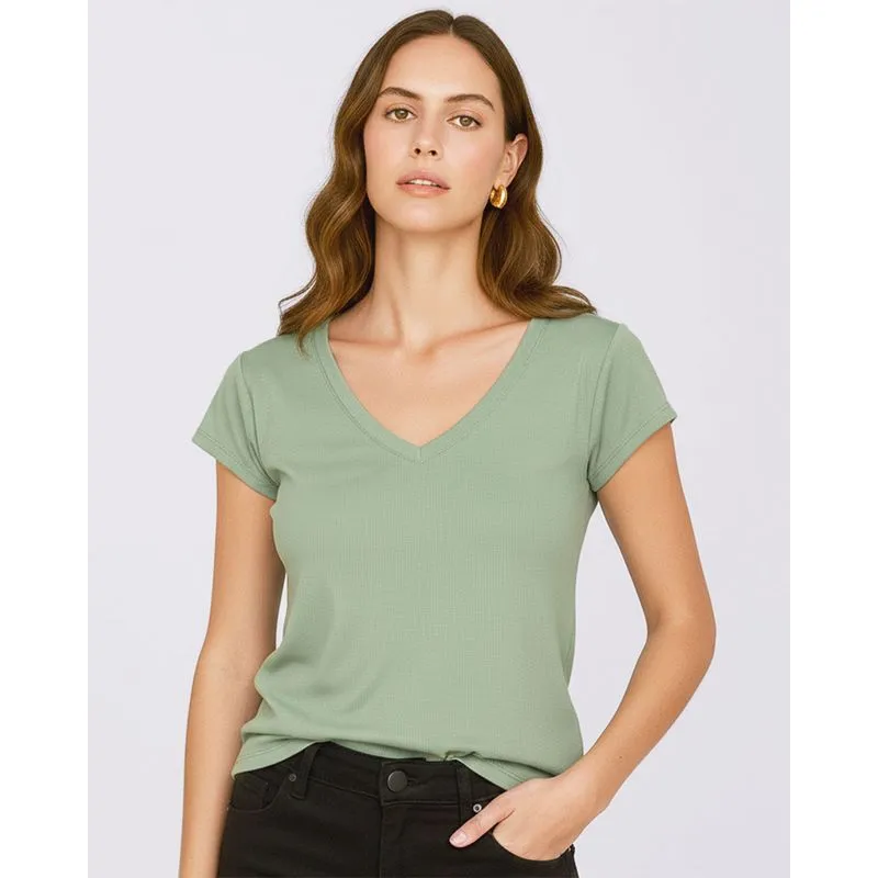 Blusa Feminina Básica Manga Curta Verde PP