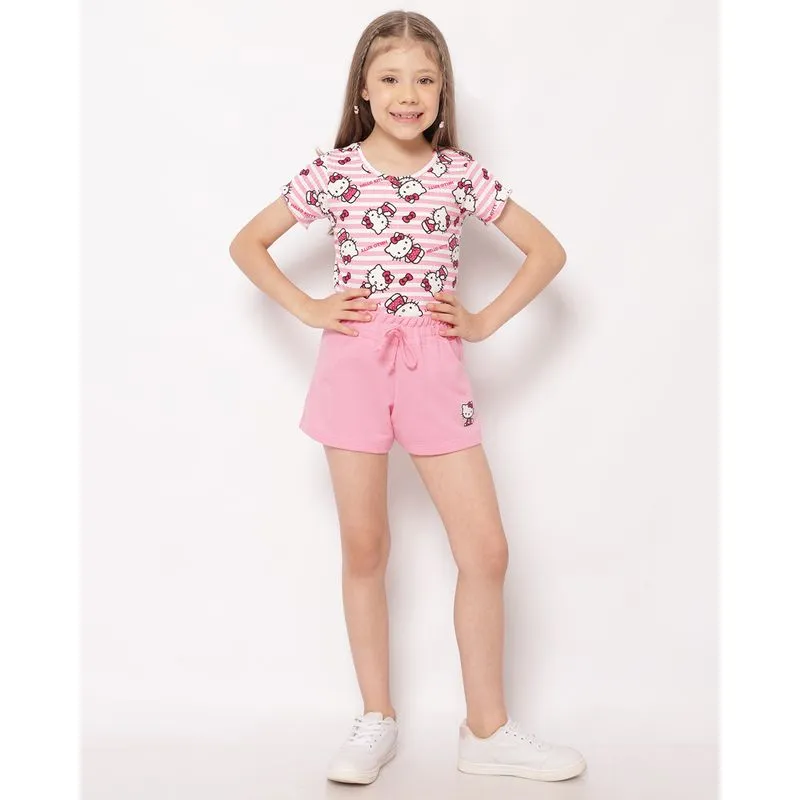Short Infantil Curto Moletinho Hello Kitty com Cordão Rosa 4