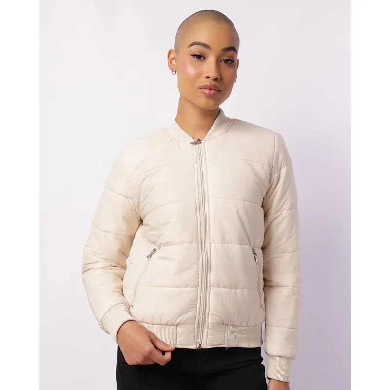 Jaqueta Feminina Puffer Bolso com Zíper Off White M