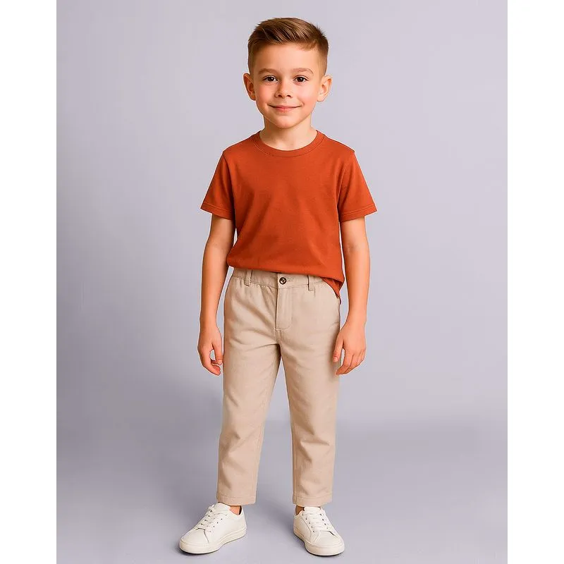 Calça Infantil com Bolsos Elástico Bege 6