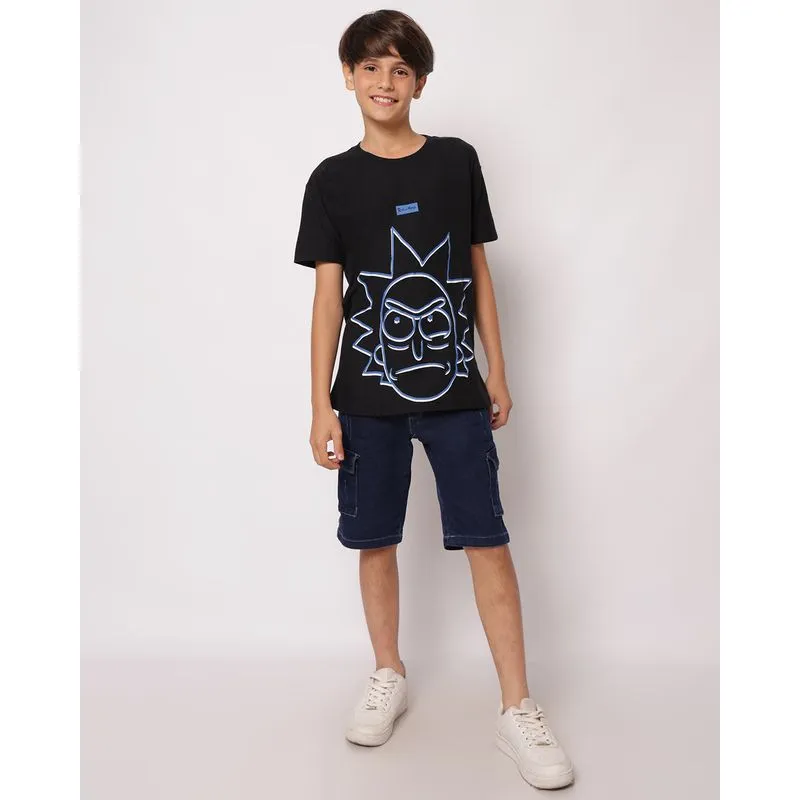 Bermuda Jeans Juvenil Reta com Bolsos Cargo Azul 14