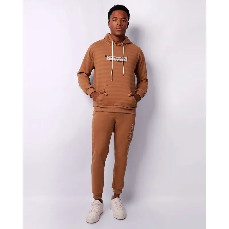 Calça Moletom Masculina Jogger Gangster Texturizada Marrom GG