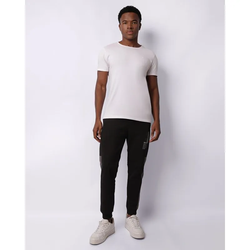 Calça Moletom Masculina Jogger Gangster Recortes Com Estampa Preto GG