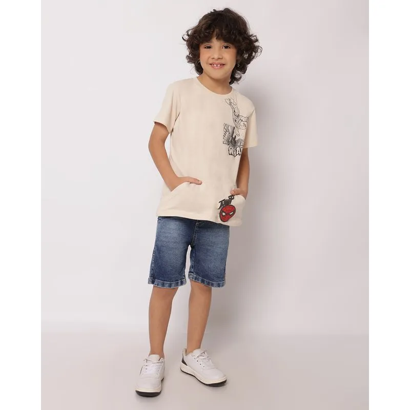 Bermuda Jeans Infantil Reta Estonada com Bolsos Azul 8