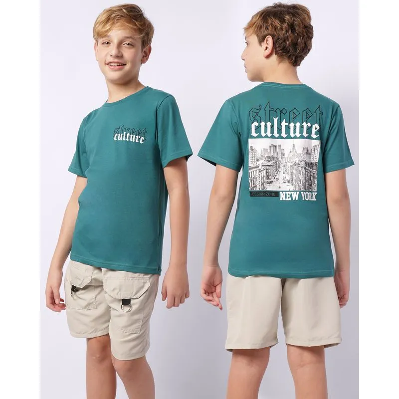 Camiseta Juvenil Algodão com Estampa Manga Curta Verde 10