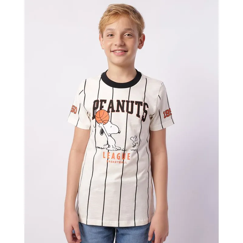 Camiseta Juvenil Snoopy Algodão com Estampa Off White 16