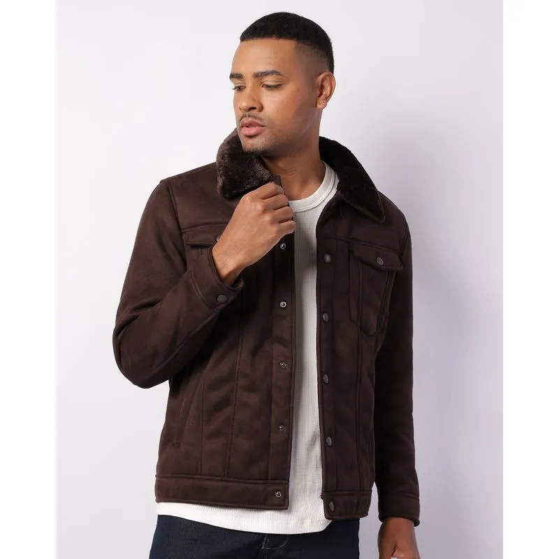 Casaco Masculino Casual Suede Peluciado Marrom M