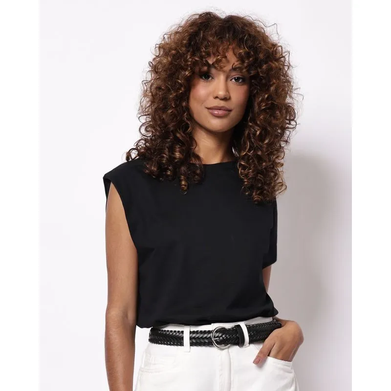 Blusa Feminina Algodão Manga Curta Preta G