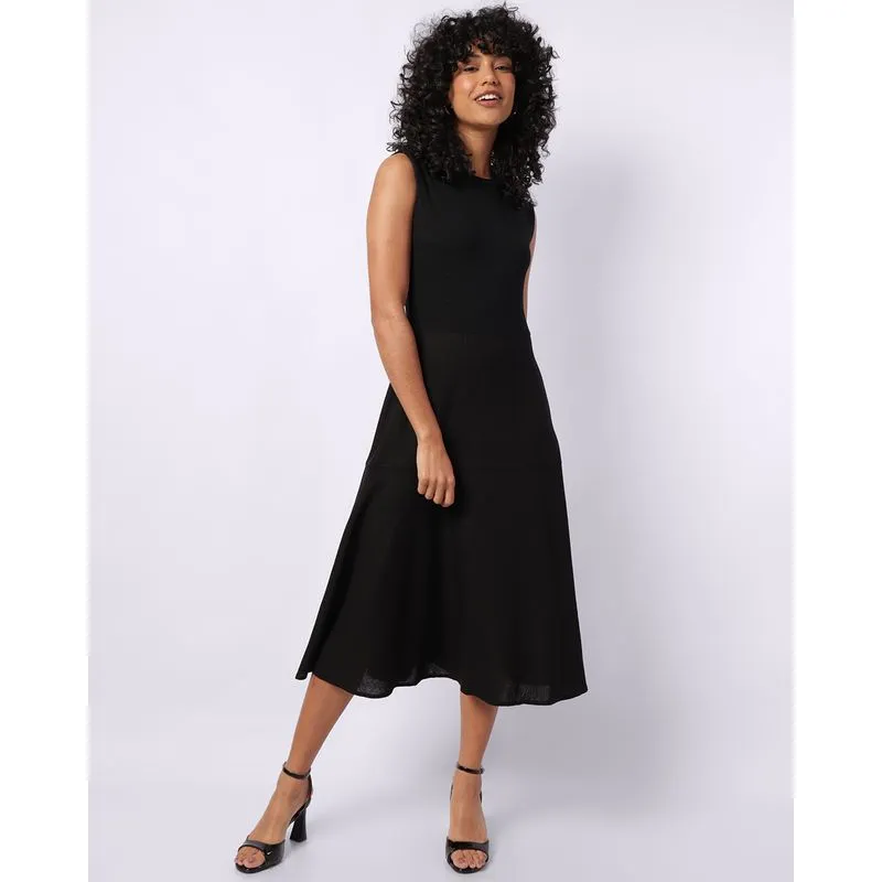 Vestido Feminino Midi Regata com Babado Preto G