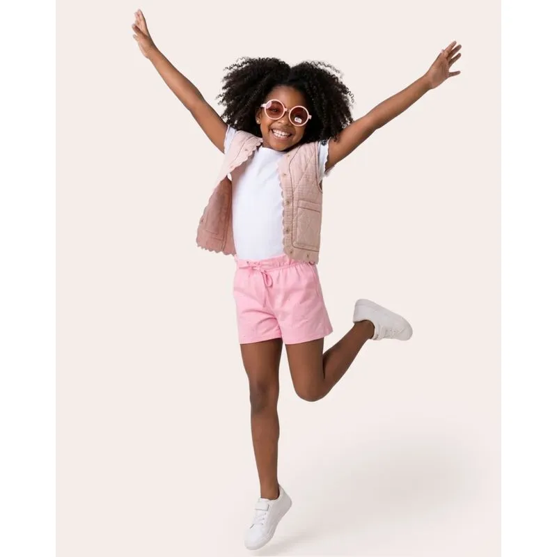 Short Infantil Com Glitter Coração Rosa 8