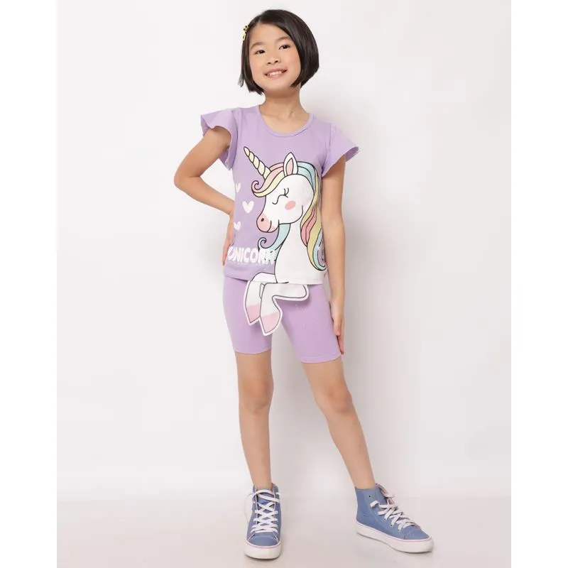 Bermuda Infantil Ciclista com Aplicação Glitter e Coração Lilás 4