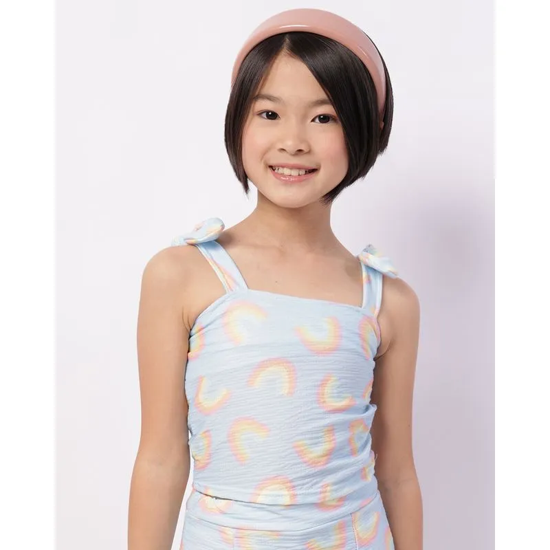 Regata Infantil Cropped Estampada com Laços Azul 4