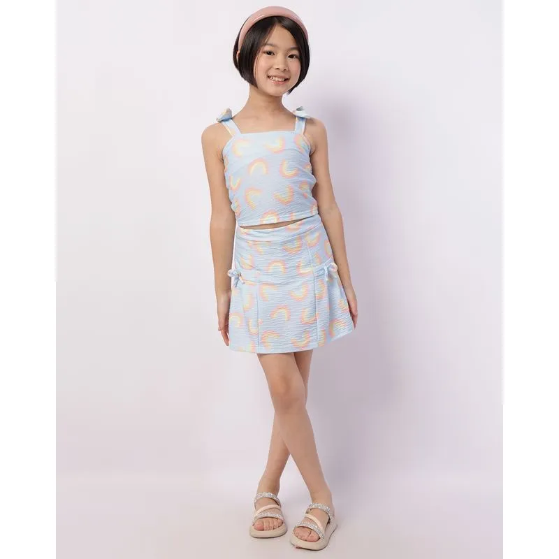 Short Saia Infantil Estampado com Laços Azul 10