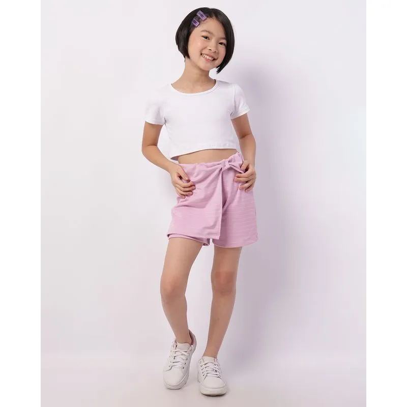 Short Saia Infantil Listrado com Laço Lilás 4