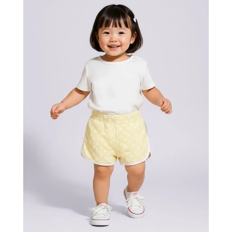 Short Bebê Curto Algodão Estampado Flores Amarelo 3