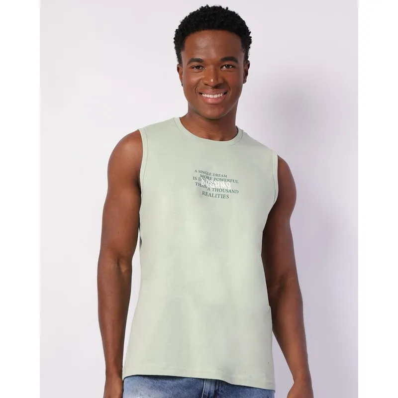 Regata Masculina Algodão Estampa Frontal Verde G