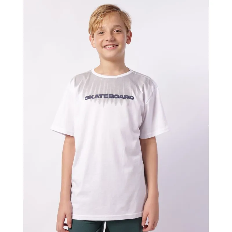 Camiseta Juvenil Algodão com Estampa Skateboard Branca 12