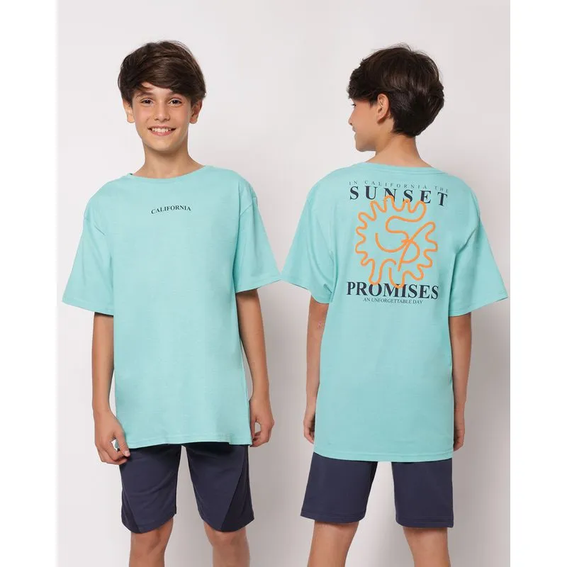 Camiseta Juvenil Algodão Estampa Califórnia Manga Curta Azul 12
