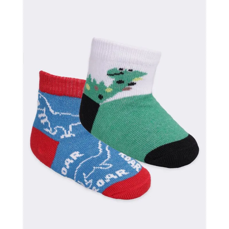 Kit 2 Pares de Meia Infantil Estampada Azul e Verde 6 A 12
