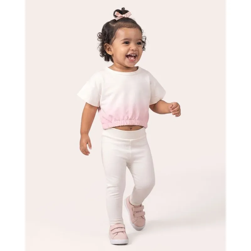 Blusa Bebê Cropped Degradê Manga Curta Rosa 2
