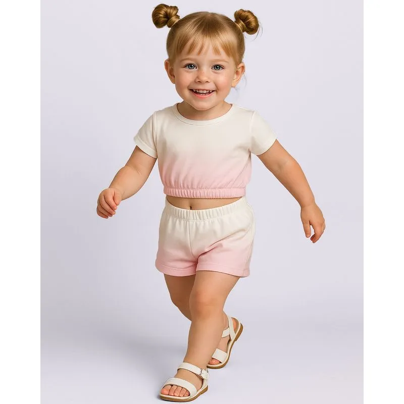 Short Bebê Moletinho Estampa Degradê Rosa 3
