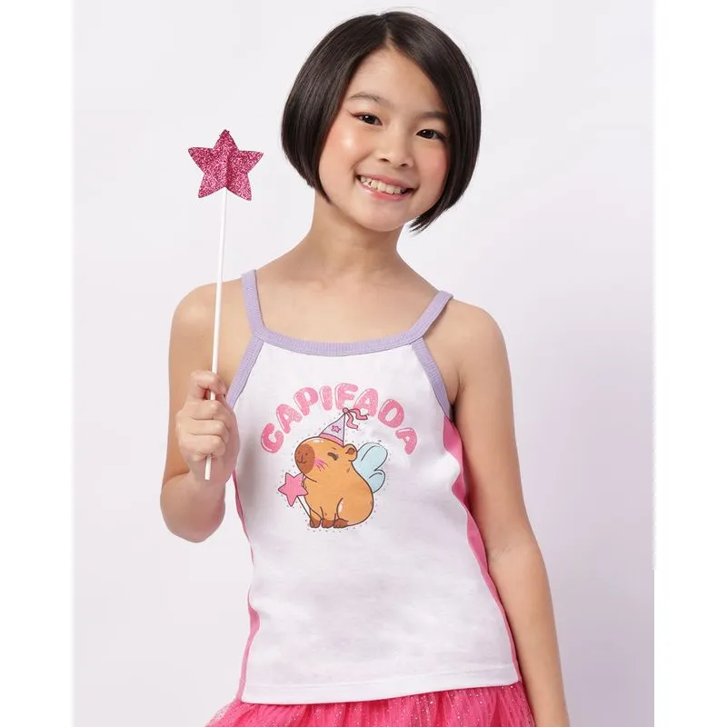 Regata Infantil Algodão Capifada com Glitter + Brinde Varinha Branca 8