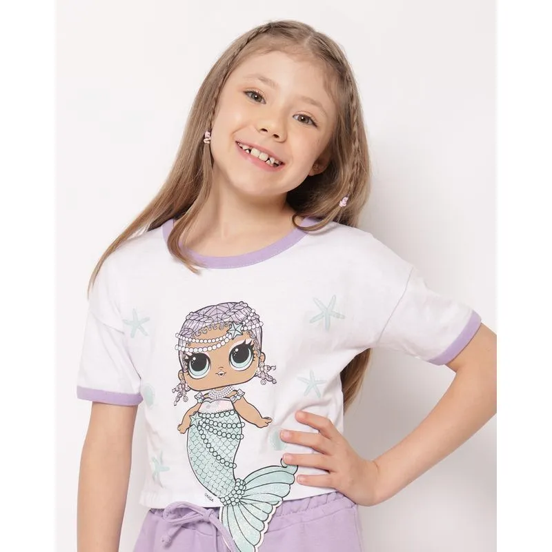 Camiseta Infantil Algodão Lol Surprise Estampa Interativa Branca 10