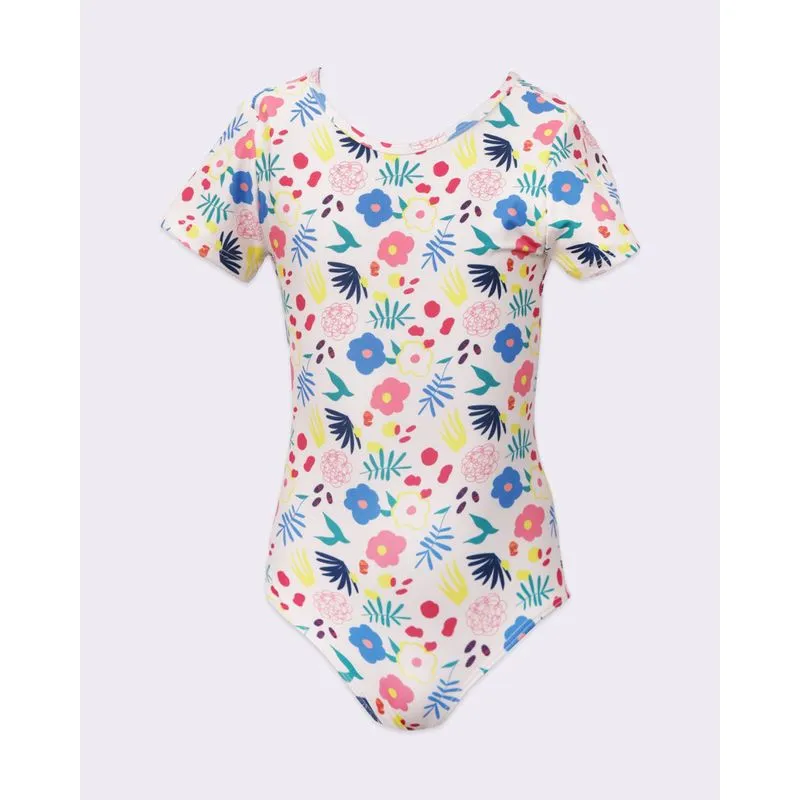 Maiô Infantil Estampado Floral Branco 4