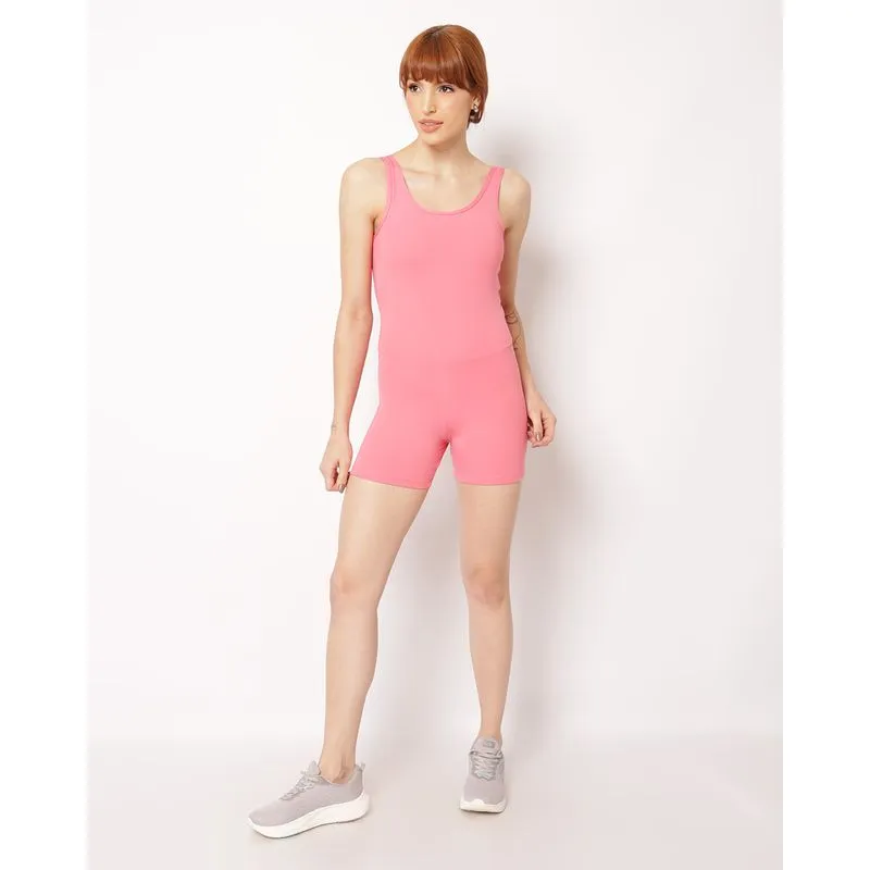 Macaquinho Fitness Feminino Fitter Alcinha Costas Vazada Rosa M