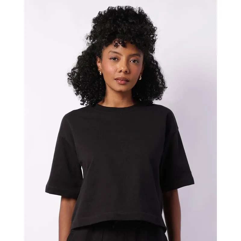 Camiseta Fitness Feminina Fitter Cropped Moletinho Preta P