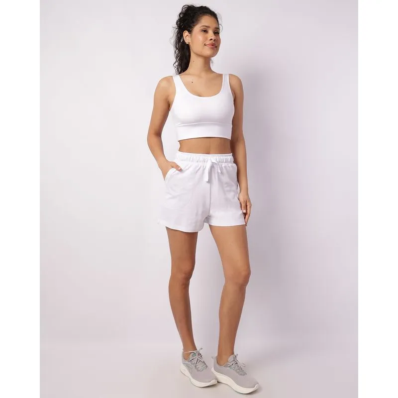 Short Fitness Feminino Fitter Moletinho com Bolsos Branco M