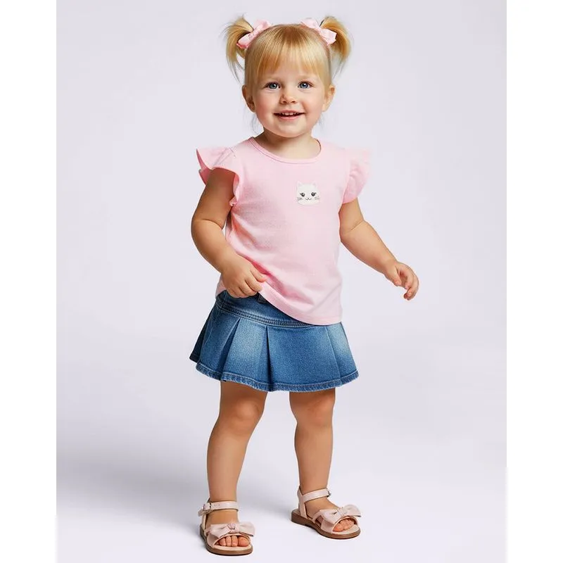 Blusa Bebê Texturizada com Estampa Gatinho Rosa 2