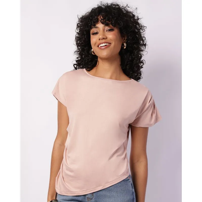 Blusa Feminina Viscose Donatta Assimétrica Franzida Rosa GG