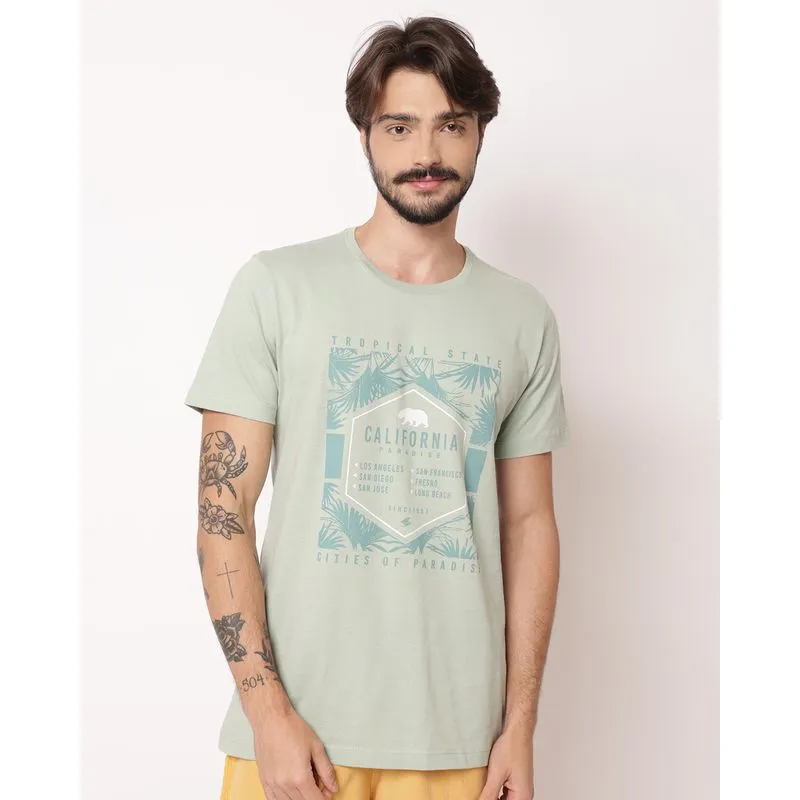 Camiseta Masculina Algodão Surf Estampa Paradise Verde M