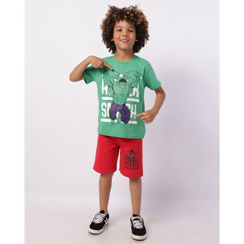 Bermuda Infantil Moletinho Marvel Hulk Vermelha 4
