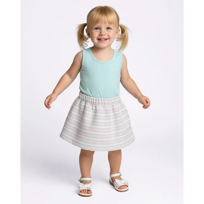 Short Saia Bebê Listrada com Luréx Rosa 1
