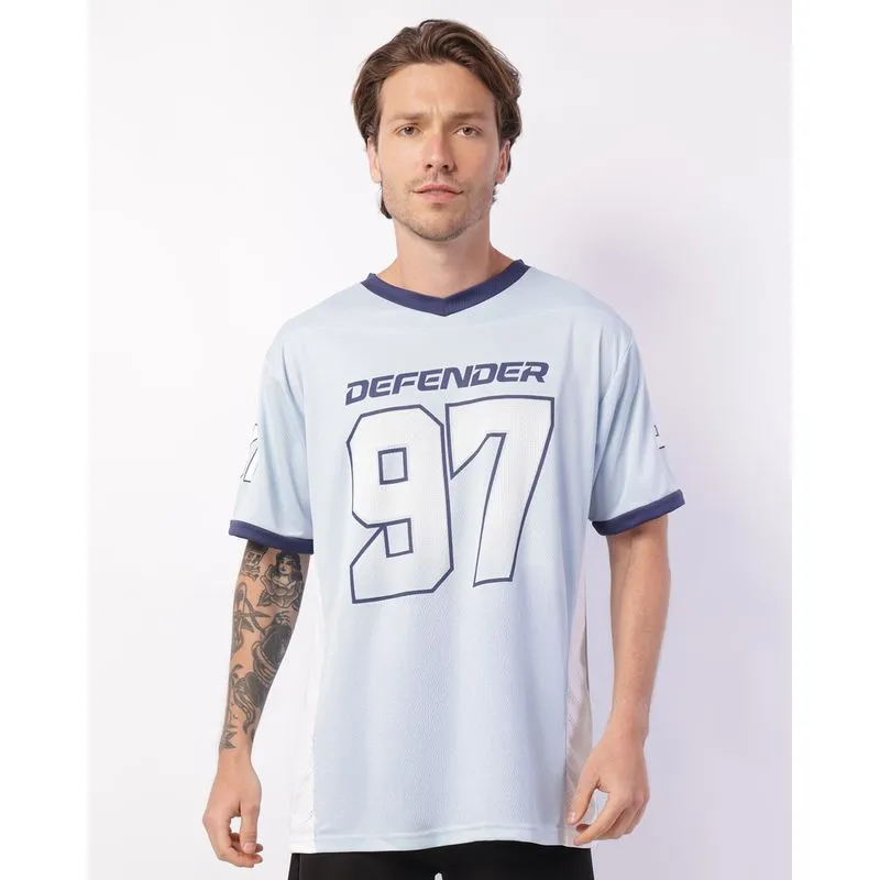 Camiseta Esportiva Masculina Dry Fit Futebol Americano Azul GG